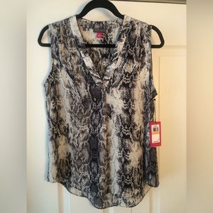 Vince Camuto Sleevless Tank Top in Grey Snakeskin Print.